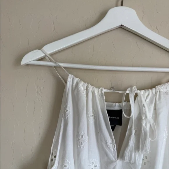 LIV Los Angeles Eyelet White Sleeveless Tiered Maxi Dress - Picture 3 of 9